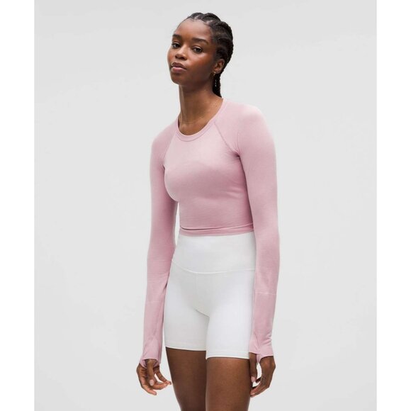 Lululemon Swiftly Tech Cropped Long-Sleeve Shirt 2.0 Rose Blush Size 18 Womens - Picture 1 of 5